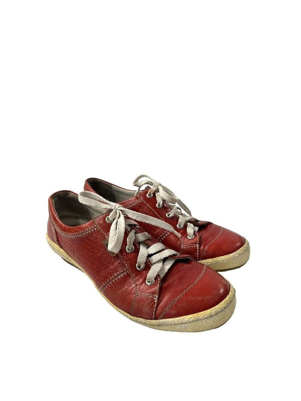JOSEF SEIBEL Womens Red Leather Caspian Comfort Sneakers Size 7